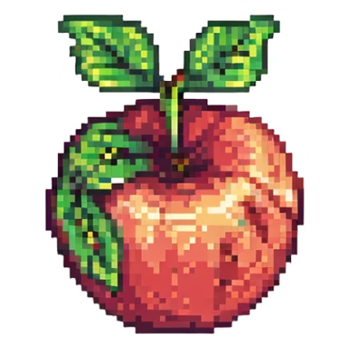 pixel art apple with a leaf, simple, vibrant colors, no text sticker