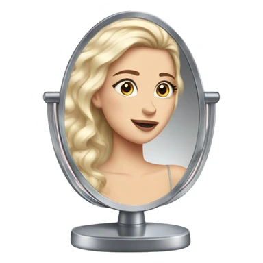 beautiful fancy white girl looking at herself in vanity mirror  sticker