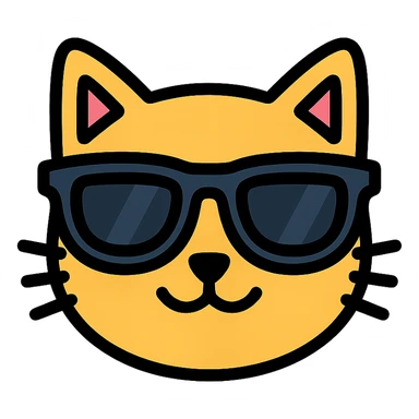 cat wearing sunglasses icon with color outline sticker