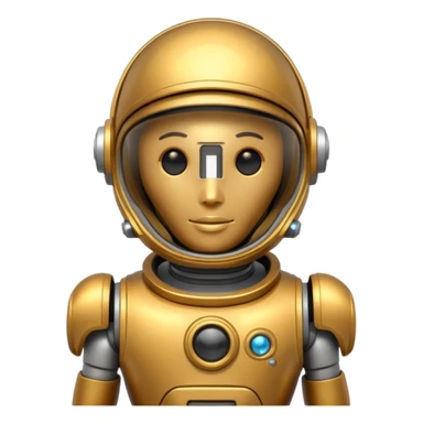 robot with golden astronaut's helmet  sticker