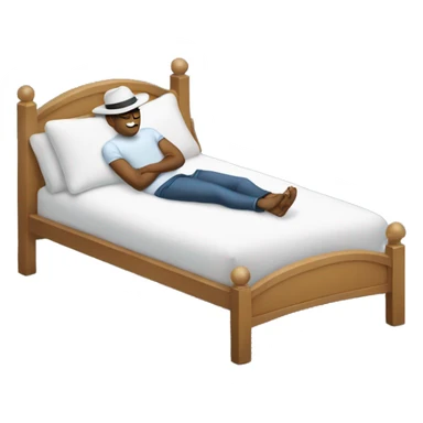 A man sleep with a hat in his bed  sticker