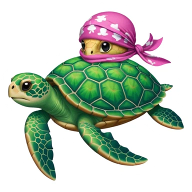 sea turtle wearing a pink pirate scarf sticker