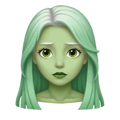Woman with green skin color and white long hair sticker