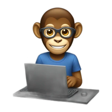 smiling monkey software engineer using a computer sticker