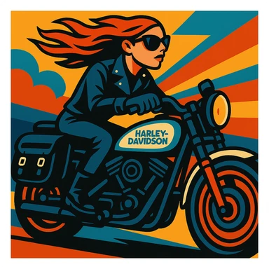 Add black leather saddle bags to the motorcycle, keep the vibrant toon style and all original details. sticker