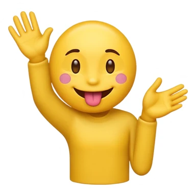 Create an emoji with its tongue out and it’s hands to the side  sticker