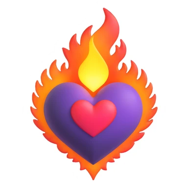 heart with flickering flames and a radiant aura sticker