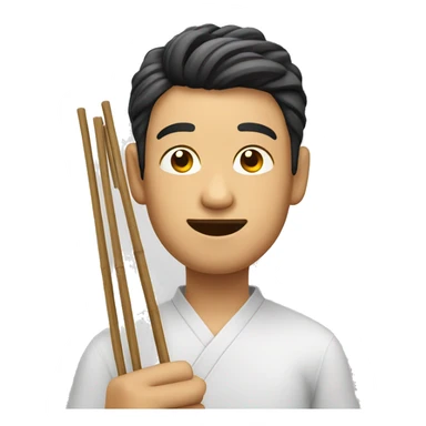 asian guy with chopsticks sticker