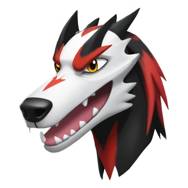 Black Cool Edgy Sergal-Houndoom-Fakémon  with White and Red Edgy markings sticker