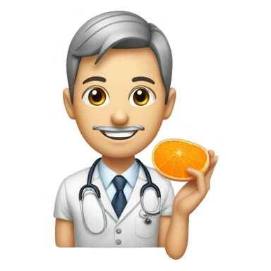 Nutricionista con una naranja y una sandia en dibujo coqueto  sticker