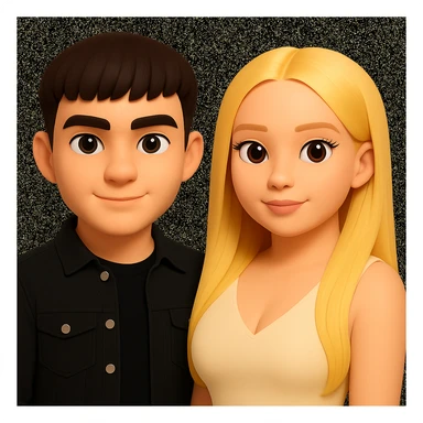 Slightly increase the volume of the upper body of the girl, slightly turn her to face forward, and make the skin color uniform. Maintain the cartoonish 3D style as in the reference image. sticker