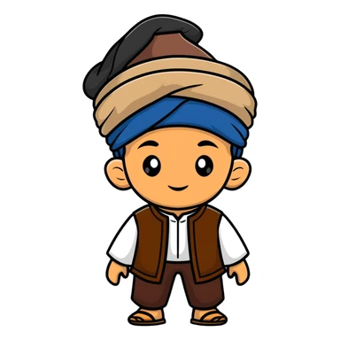 Kurdish boy with traditional hat sticker