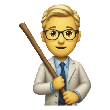 a teacher with a stick sticker