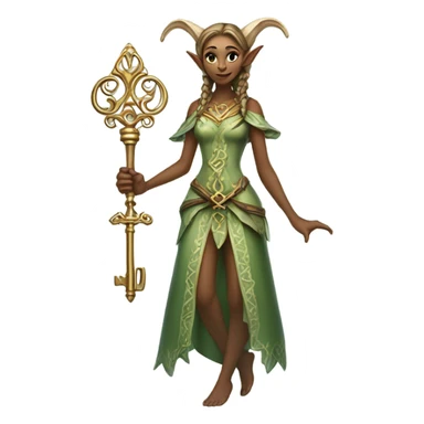 an elf woman login holding a big key sticker