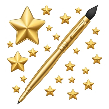 combine painting brush pen with shiny stars sticker