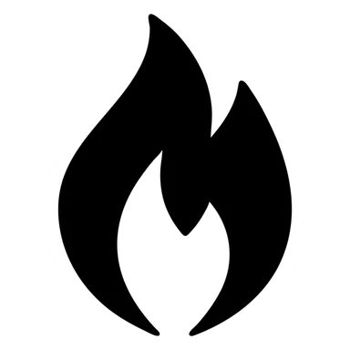 blue abstract flame shape, geometric, solid black fill sticker