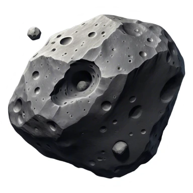  Cinematic Realistic Asteroid – A massive, irregularly shaped rock floating through the void, its cratered and pitted surface showing signs of ancient impacts. The harsh light from a nearby star reveals detailed textures and rugged, jagged edges. sticker