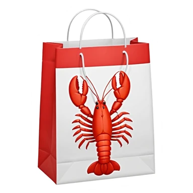 Gift bag with a lobster claw sticking out sticker