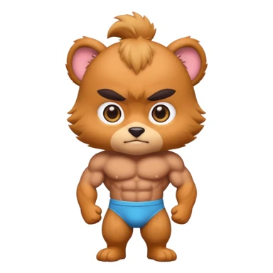 muscular furry bara, cute emoji, chibi proportions, big eyes, soft colors sticker