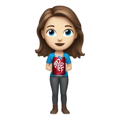 White girl blue eyes brown hair drinking vanilla doctor pepper sticker