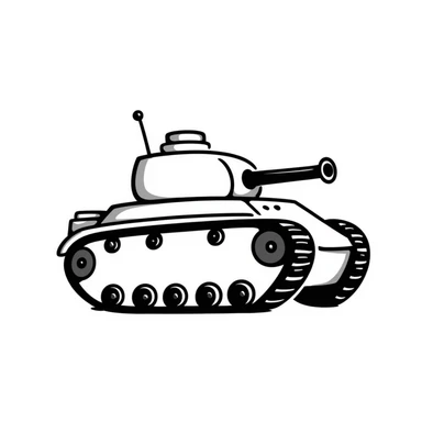 Hand-drawn battle tank with tracks and turret sticker