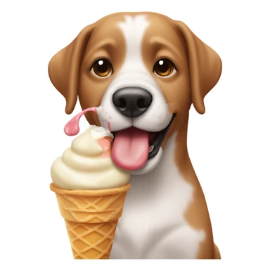 dog licking ice cream sticker