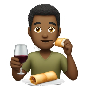 Man drinking wine eating egg roll sticker