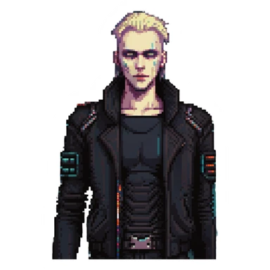 vampire man in cyberpunk setting sticker
