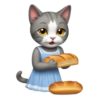 a cat eating bread wearing a dress sticker