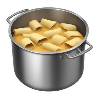 Stainless steel pot with black handlers, tamales inside sticker