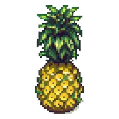 a pineapple with a leafy crown, pixel art style sticker
