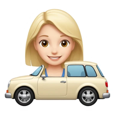 smiling girl by a car sticker