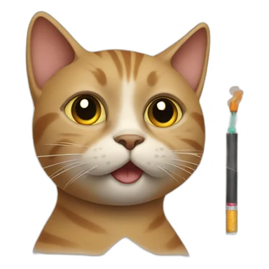 Cat with a cigarette sticker