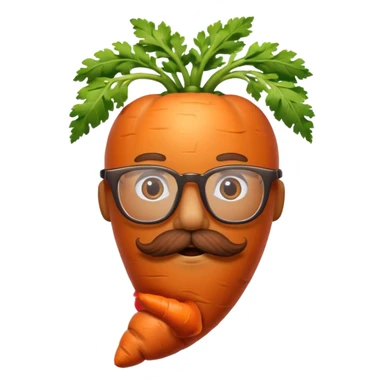short orange carrot with red mustache and glasses sticker