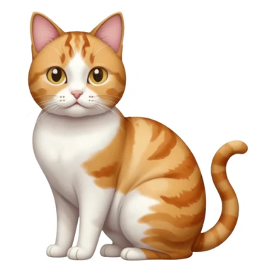 full body calico tabby + white cat with tiny head and fat body sticker