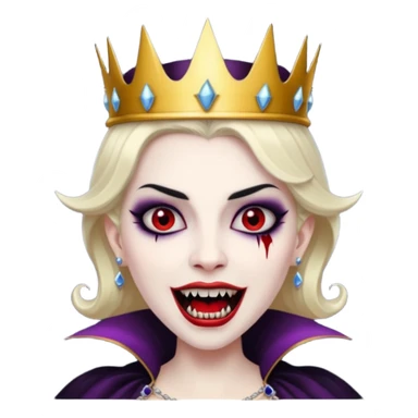 queen vampire with crown and fangs sticker