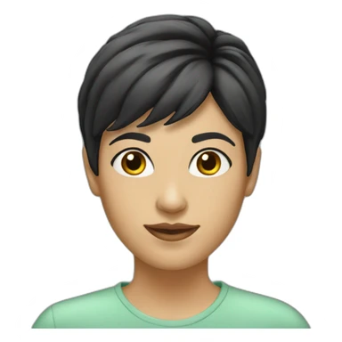 female-black short hair-glass-computer sticker