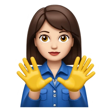 Brunette female with Lego hands facing upwards sticker