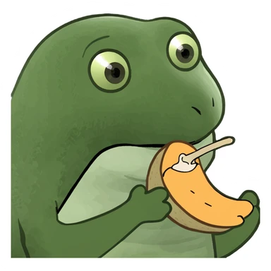 A poke dot Pinguin eating a squirl sticker