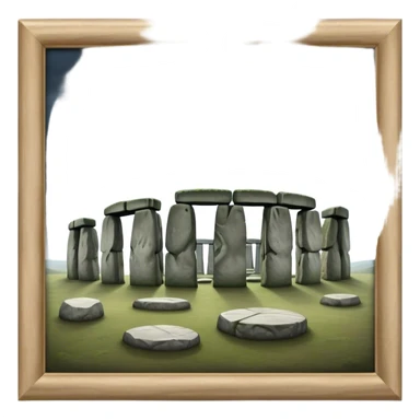 Cinematic Realistic Stonehenge Landscape Emoji, depicted with ancient, mysterious stone circles set against a moody sky, rendered with atmospheric lighting and detailed textures that evoke its prehistoric allure. sticker