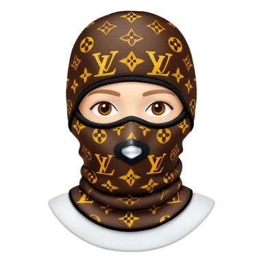 luxury Louis Vuitton ski mask with brown LV monogram pattern sticker