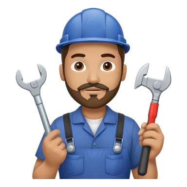 Hispanic HVAC technician with goatee beard as an action figure logo holding HVAC tools in his hands sticker