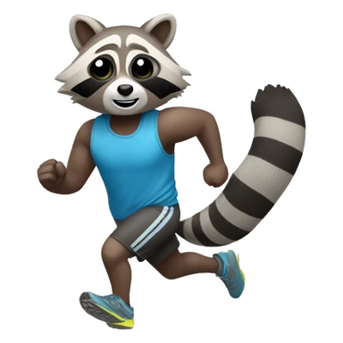 Raccoon running with sport running clothes  sticker