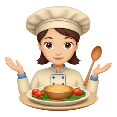 Home cooking avatar in clean emoji-style illustration. Homemade dishes on a plate, warm cozy colors, simple shapes, flat design, high contrast, friendly and inviting. sticker
