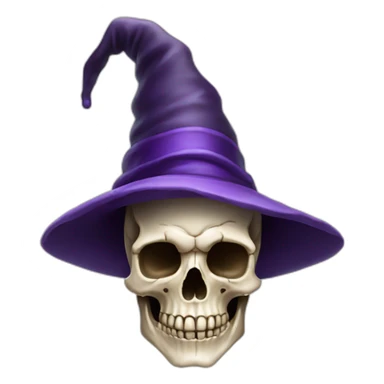 Human skull with a wizard hat sticker