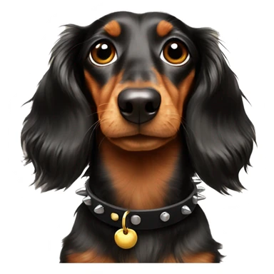 Long hair mini dachshund with spiked collar sticker