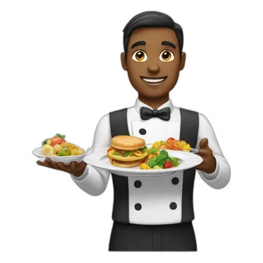 waiter showing plates of food sticker