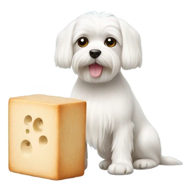 Maltese dog with a block of tofu sticker