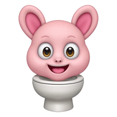 Labubu from funny cartoon chewing on a toilet, comical look, emoji style sticker