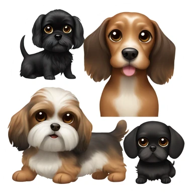 Brown Dachshund and black shih tzu  sticker